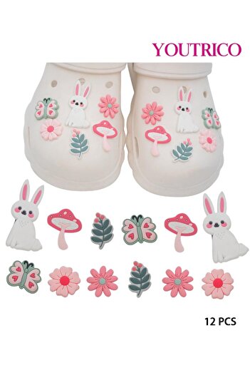 Youtrico 12pcs Rabbit Series Jibbitz Charms for PVC Slipper Ornament