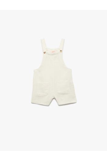 Koton Buttoned Strap Cotton Short Salopet Jumpsuit