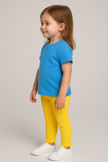 Kyex Pure Dots Girls' Summer Yellow Leggings