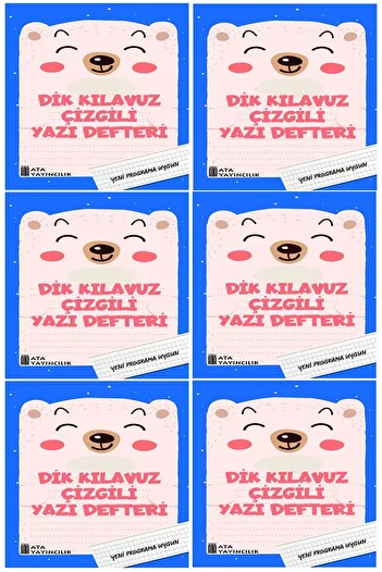 Ata Yayıncılık 1. Classroom New Suitable for Müfredata Upright Guide Line Writing Notebook Large Size (6 Pieces)