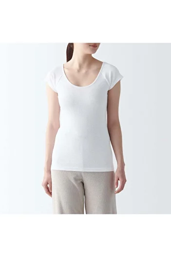 Muji Cotton Ribbed French Sleeve T-Shirt