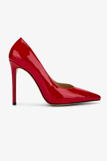 Valmenti Women's Genuine Leather Red Patent Leather Heeled Shoes