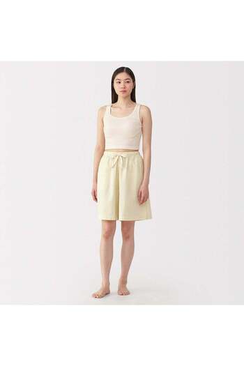 Muji Cotton Stretch Ribbed Cropped Bra Tank Top