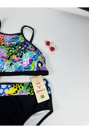 FUNELLA Women's Stylish Ethnic Patterned Crop Bikini Set