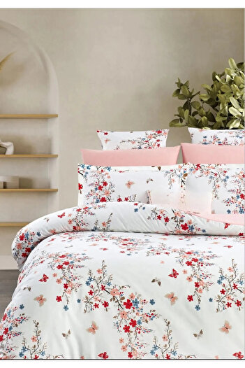 Sheri Home Tekstil Bahar Kırmızı Çift Kişilik Nevresim (YORGAN KILIFI)yenitr8887366365577leopargri