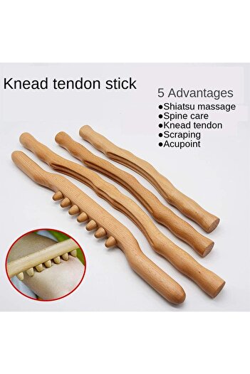 Saharaz 4-Piece Wooden Gua Sha Scraping Massage Tool,Stress Relief for Back Shoulder Neck Waist Leg