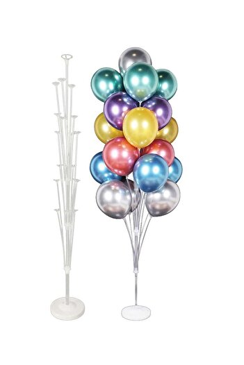 MARKQ Balloon Stand Kit (1 Set) – 160 cm Table Balloon Holder with 19 Cups & Sticks for Parties