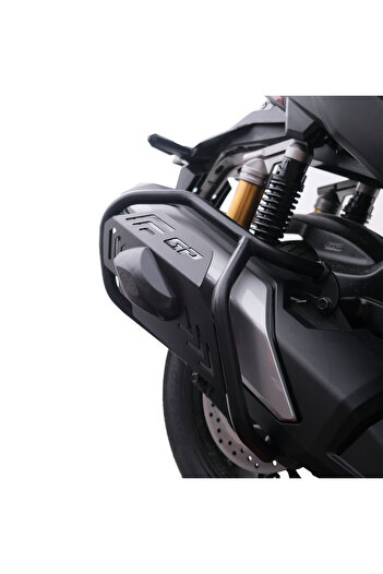 GP KOMPOZİT Honda ADV 350 2025 Uyumlu Kapaklı Egzoz Koruma Demiri Siyah