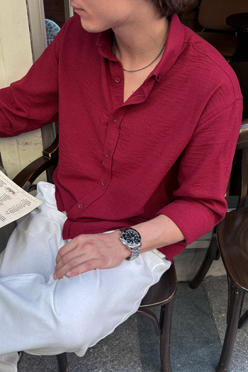 HYMAN Ανδρικό πουκάμισο Oversize Cut Line Look
