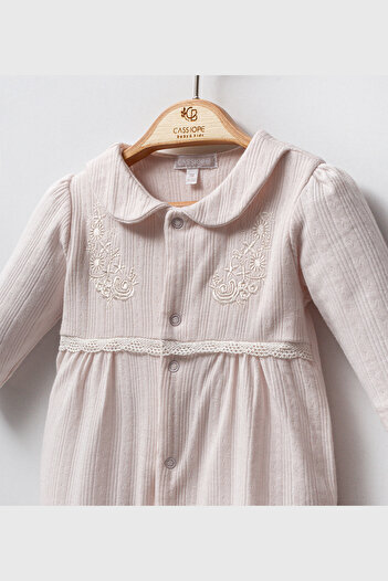 Cassiope Soft Touch Baby Girl Jumpsuit with Embroidery Detail and Booties