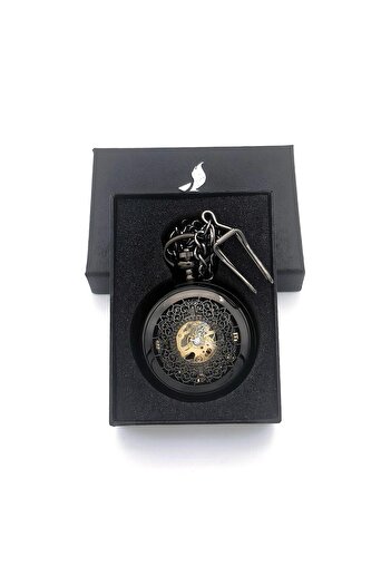 valkyrie Open Dial Mechanical Pocket Watch with Chain Transparent Design Hollowed Out Silver Case Wind-Up Collectibles