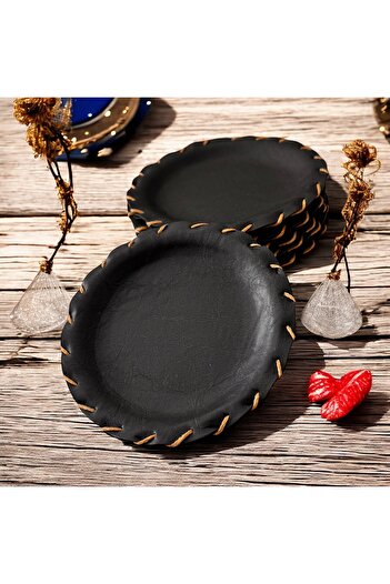 BARITCIOGLU Leather Tea Coaster Tea Plates Set of 6