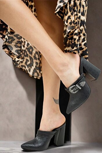PayBuy Stylish Design Crocodile Buckle Heeled Slippers Stylish and Elegant Evening Dress Shoes