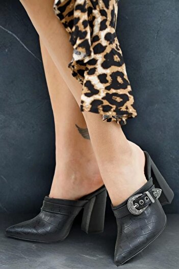 PayBuy Stylish Design Crocodile Buckle Heeled Slippers Stylish and Elegant Evening Dress Shoes
