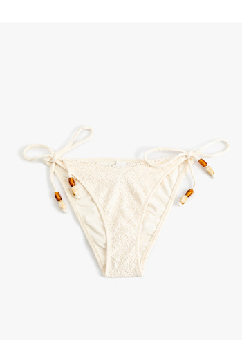 Koton Beaded Embroidered Bikini Bottom with Drawstrings on the Sides