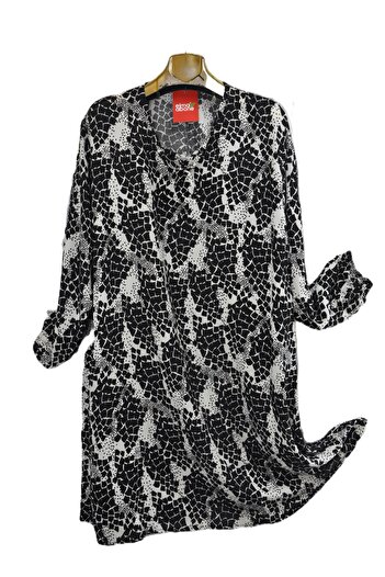 elma abone Large Size Viscose Lace-Up Tunic