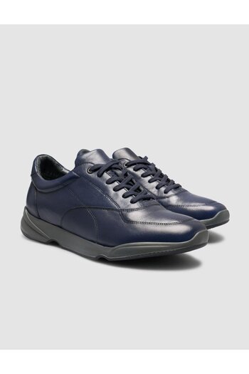 Cabani 100% Genuine Leather Navy Blue Lace-Up Men's Sports Shoes