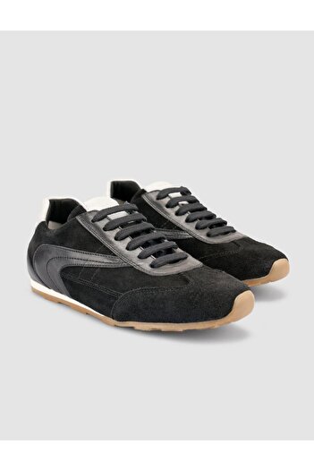 Cabani 100% Genuine Leather Black Suede Lace-Up Women's Sneaker