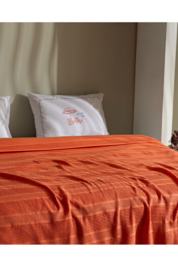 Madame Coco Mathilda Single 100% Cotton Karde Plain Pique Set - Mercan
