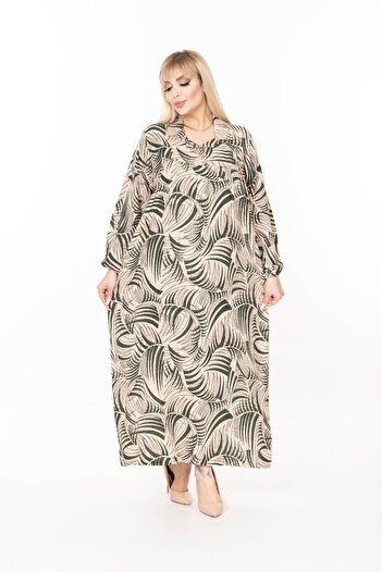 mervemoda Women's Long Sleeve Plus Size Woven Summer Long Sleeve Dress