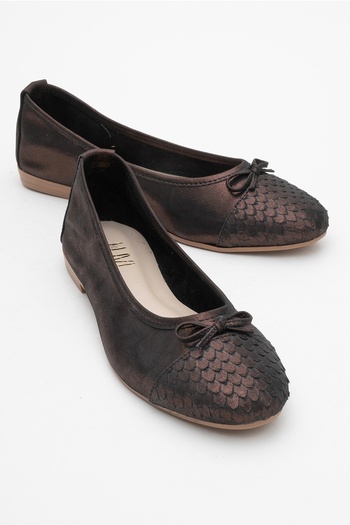 LuviShoes 02 Copper Glitter Genuine Leather Women's Ballerina Shoes