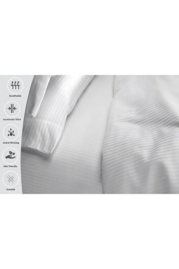 Comfy 3Pcs King Size Flat Hotel Qualtiy Cotton Bedsheet set - White