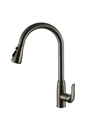AQUADROP Durable Modern Design Single Handle Stainless Steel Pull Out Sprayer Kitchen Mixer Nickel