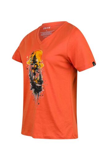 2AS Tricou pentru femei cu decolteu în V cu imprimeu Alone 413