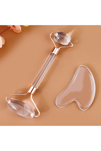 choice2 Transparent 2pcs Double-end Gua Sha Massage Roller Neck Face Board Facial Skin Lifting Scraper