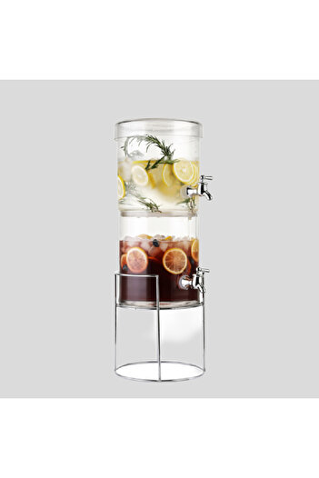 Bien Servi 3-Piece Durable and Easy Cleaning Beverage Dispenser Set Clear and Silver