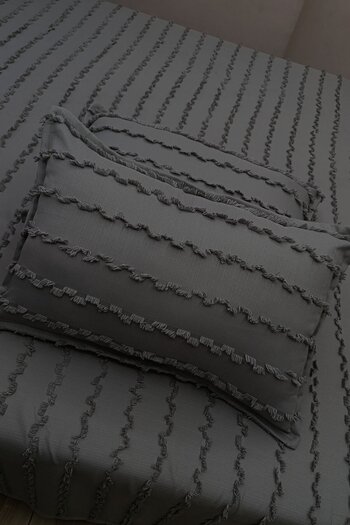 Madame Dower Wave Collection Dark Gray 2-Piece Pillow Case 50X70 cm - 100% Compatible with Wave Dark Gray Background Curtain