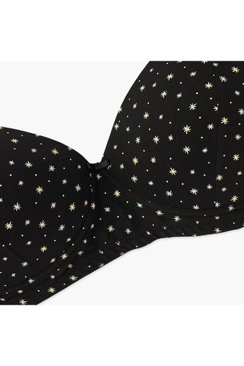 FAV All-Over Print Non-Wired Bra with Hook and Eye Closure