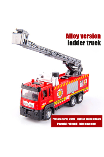 choice2 alloy ladder truck 1:50 Fire Truck Alloy Diecast Simulation Sprinkler Toy with Light Music Water Spr