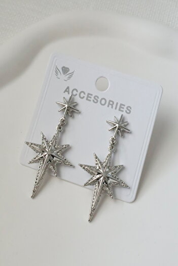 DEMOKAN Women's Earrings Connected Pole Star Earrings