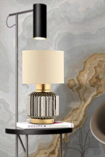 NisaLuce Nisa Luce Lumera Glass Lampshade-Smoked Glass/Cream Fabric Head