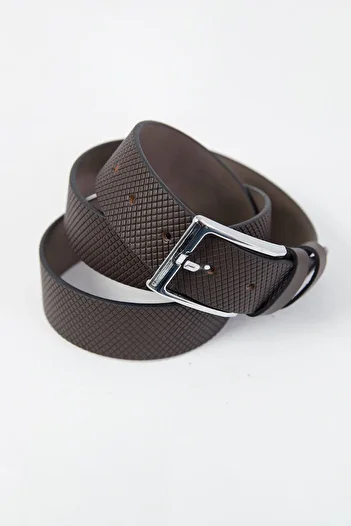 Fulla Moda Classic Faux Leather Belt with Diamond Pattern