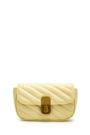 minebag Lock Detailed Faux Leather Women's Crossbody Bag Sheldon Butter Yellow