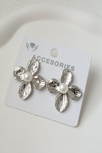 DEMOKAN Women's Earrings Four Leaf Flower Pearl Earrings