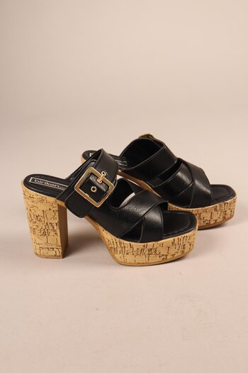 Birikon Roni̇ka Platform Heeled Slippers Black
