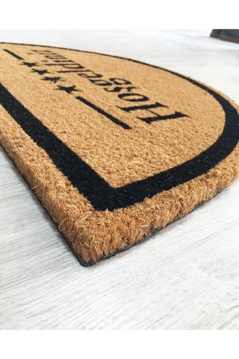 Halımax Welcome Coco Half Moon Natural Koko Doormat 40X60 cm Thick Bristle Door Mat