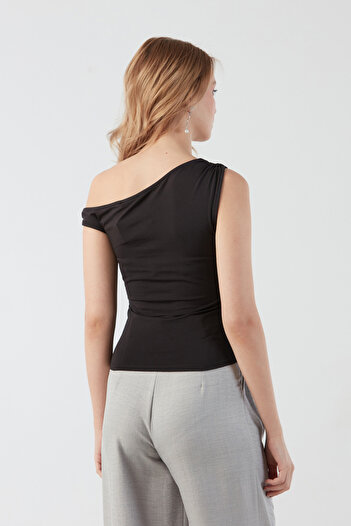 Fulla Moda Single Sleeve Blouse with Draped Sides
