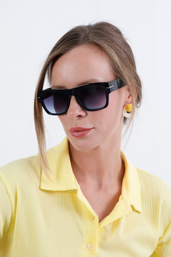 Fulla Moda Rectangular Frame Metal Accessory Sunglasses