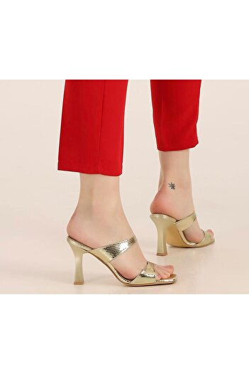 BAYRAMOĞLU KUNDURA Byk Double Tape Thick Heels Shiny Stylish Slippers
