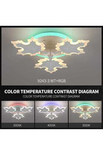 Jiju RGB Maple Leaf LED Chandelier, 2.4G WiFi Remote Control, 3 Lights Dimmable