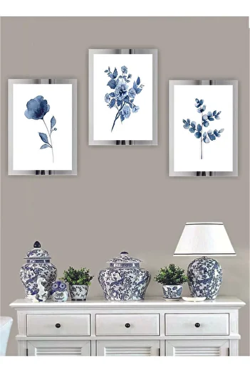 NT Handmade Decorative Wall Decoration 3 Piece Modern Mirrored Plexiglass Framed Mdf 3 Piece Painting Set