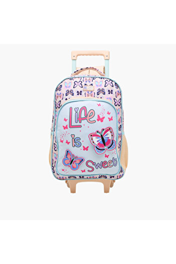 MUST 3-Piece Butterfly Print 16-inch Trolley Backpack Set - 43x30x13 cms