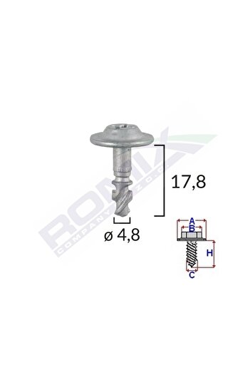 ROMİX CLIPS CAPAC MOTOR PENTRU BMW/AUDI 4.8X14.8MM - NEGRU SET 10 BUC