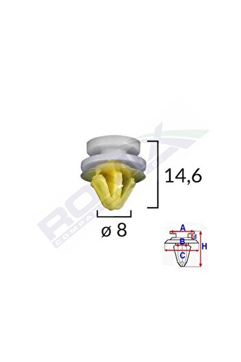 ROMİX Upholstery Clips For Land Rover Opel Renault 8X14.6Mm - White Set of 10 Pieces