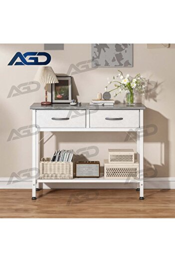 AGD Entrance Table with Two-Tier Shelving and Drawers