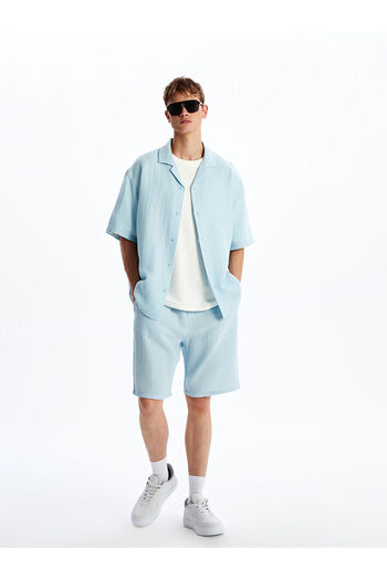 LC Waikiki Blue Comfortable Fit Men's Muslin Shorts